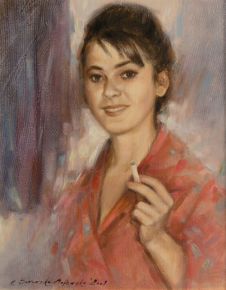 Portret kobiety, olej, 40x33